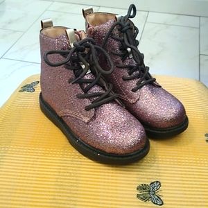 Carter's Pink Glitter Combat Boots New